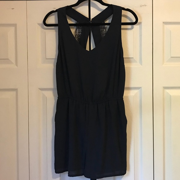 H&M Pants - H&M Navy Blue Romper w/ Lace Detail